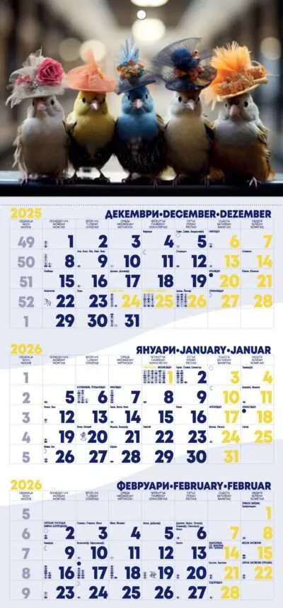 Работен календар РК1 Монти