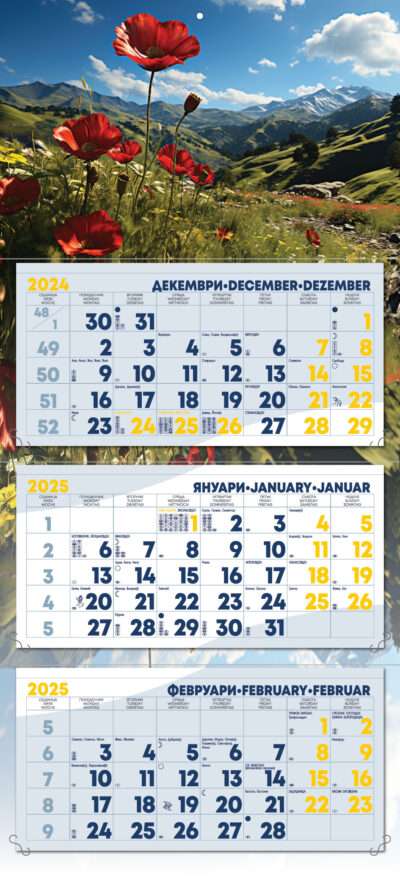 Работен календар РК3 Монти